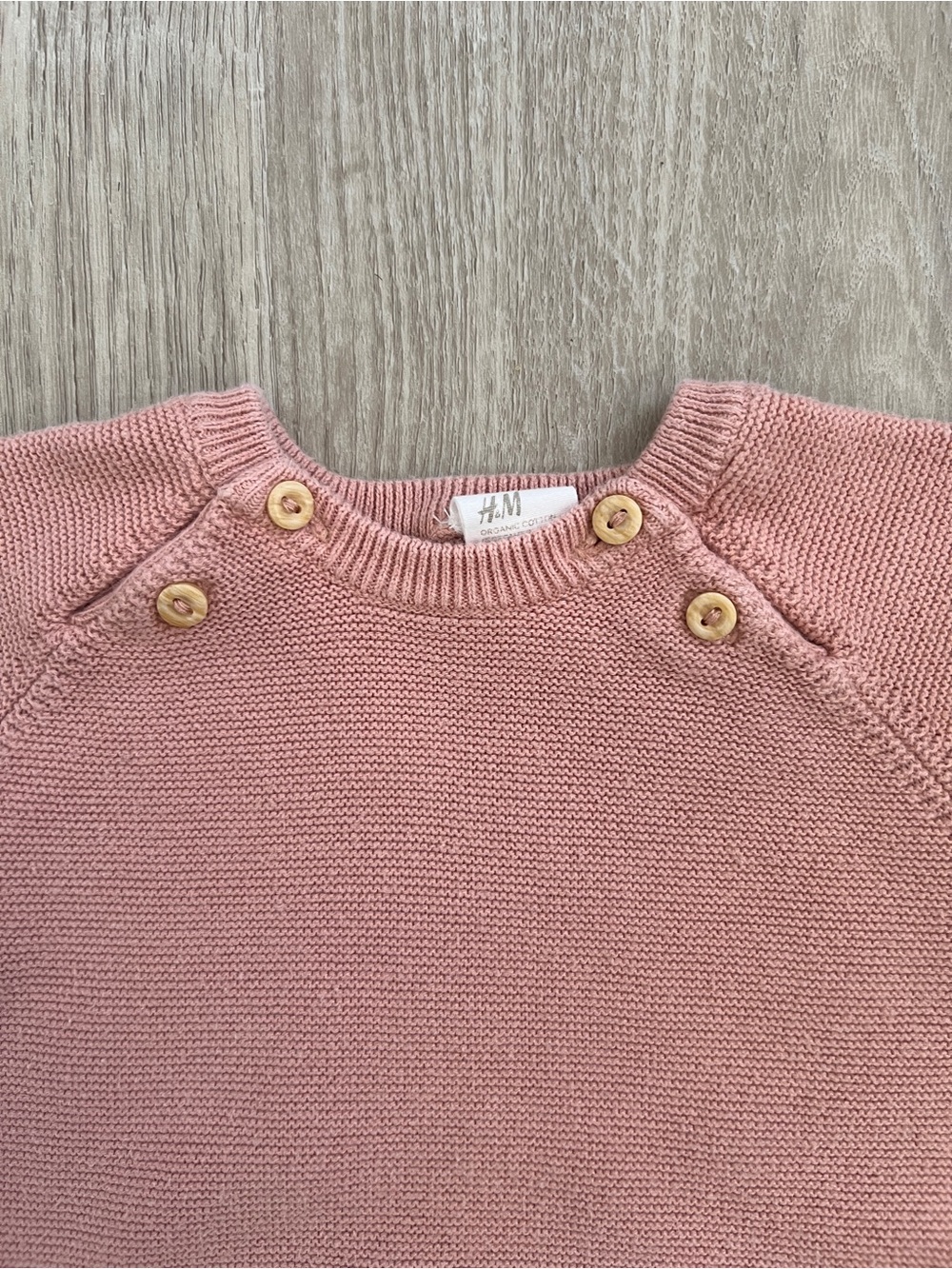 H&M Baby Knit Sweater Pants 2 Piece Set 12M Dusty Pink 100% Organic Cotton - Picture 3 of 8
